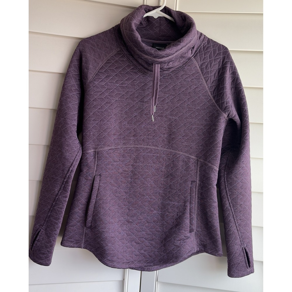 Marmot Annie Purple Quilted Funnel Neck Pullover Women M Activewear Athleisure